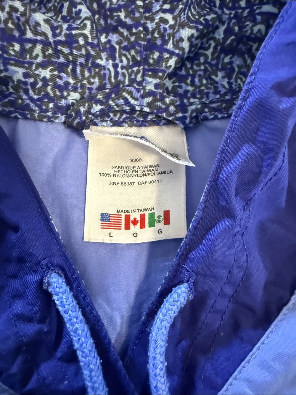 Vintage Adidas Windbreaker three stripes blue Zip Hood Size Women’s Large - Picture 6 of 10